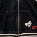 Betsey Johnson Performance Velour Love Zip Up Hoodie, Navy Photo 9