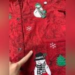 VTG Lemon Grass Festive Embroidered Red Snowman Button Photo 2
