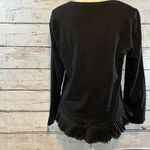 J.Crew  Long Sleeve T-Shirt w Pleated Ruffle Hem Black-Medium Photo 1