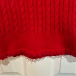Ralph Lauren  Vibrant Red Cable Knit Sweater Small with raw edge on bottom Photo 2