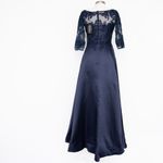 La Femme  - Three Quarter Sleeve Gown with Lace Sheer Back Photo 2