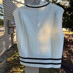 SheIn Qutie Striped Trim Cable Knit Sweater Vest Without Blouse Photo 1