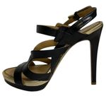 Nine West Breezin Black Gold Strappy Sling Back Stiletto Sandal Heels Womens 7 Photo 1