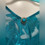 VTG 80s 90s Colesce Collection Lingerie Semi Sheer Green Floral Cropped Cami Top Blue Size L Photo 6