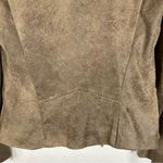 ZARA Women’s Faux Leather Suede Jacket Asymmetrical Cowl Neck Raw Hem Tan M Photo 10