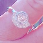 Boutique 2 Carat Rhodium 925 Silver Half Moon Simulated Diamond Ring, Size 7 Photo 7