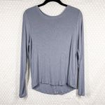 Athleta  Grey Micro Rib Eyelet Back Long Sleeve Top Photo 2