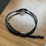 Fossil Vintage Adjustable Brown Leather Bracelet Silver Boho Circle Charm Y2K Photo 2