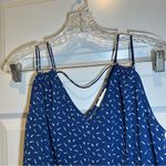 Crescent  Blue/White Print V Neck Strappy Cold Shoulder Blouse size S Photo 2
