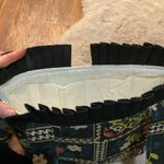 Black Shoulder Ruffle Top Button‎ Closure Printed Tote Purse Photo 7