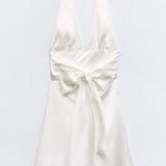 ZARA  halter dress satin white effect bow back tied wedding party coctail shower Photo 9