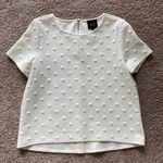 W5 Polka Dot White Short Sleeve Top Zipper Detail Women’s Size Medium Office Photo 0