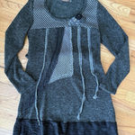 John Fashion Dress M Gray Mini Lace Ruffle Knit Long Sleeve Boho Artsy Lagenlook Size M Photo 0