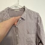 Maurice's  Striped 90s Prep Button Up Shirt Purple White Long Sleeve Button Down Photo 7