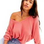 Free People  Santa‎ Clara Thermal Oversized Shirt Coral Pink Orange Medium Photo 0