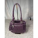 Brighton Vintage Women's Purple Leather Shoulder Bag w/ Pleats & Side Pockets Photo 3