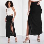 Lulus  Ruched Slit Maxi Skirt - Black  Photo 0