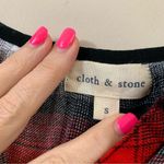 Anthropologie Cloth & Stone Plaid V-Neck High Low Red/Black/White Flannel Top Photo 1