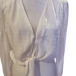 BCBGeneration  Women's Sheer Polka Dot Tie-Front Blouse White Size M Photo 1