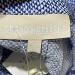 New Grand & Greene Blouse Tunic Top Blue Print Size 1X Silver Buttons Photo 3