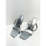 Nine West Nine‎ West Aria Dress Sandals Womens Size 9 Silver Studded Straps Square Toe Photo 4