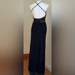 Windsor  Black & Tan Maxi Floral Lace Sheer Draped Split On Side Dress Sz… Photo 7