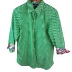 CHAPS  L Ralph Lauren Kelley Green Stripe Oxford Top Photo 0