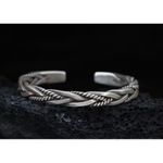 Boutique NEW‎ Solid Unisex Braided 925 Sterling Silver Cuff Bracelet Photo 8