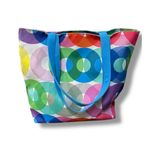 Clinique + Kapitza Tote Bag Travel Beach Shoulder Bag Carry On Circles Blue 16" Photo 1