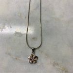 Sterling Silver Pink Stone Plumeria Hawaiian Flower Pendant Necklace 16” Photo 2