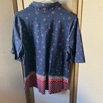 Carolyn Taylor  Dark Blue Floral Blouse large nwt Photo 10