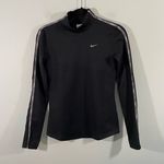 Nike  Pro Women's Black Silver Giltter Tape Mock Neck Therma Fit Top Size S Photo 0