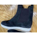 Vince  Norman 2 Chelsea Ankle Boots Women's 8 M Black Suede Slip-On Fur Trim S62 Photo 5