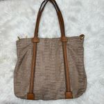 Faux Suede Snakeskin Shopper Tote Bag Tan Photo 8