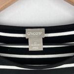 Chico's  Midi Dress Womens 4/6 Black White Striped Jersey Knit Rounded Neck Photo 2