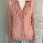 Apt. 9 Vintage  Pink Frilly Blouse size Large Bell Sleeve Cutesy Cottagecore Photo 0