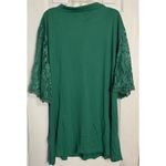 NWT Hocosit Green Blouse, Lace Short Sleeves, Buttons, V Photo 5
