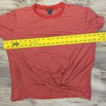 Eddie Bauer Eddy Bauer Melon with White Stripes Short Sleeve Round Neck Ruched Sides Tee S Photo 10