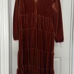Fashion the Brand Rust Velvet Midi Dress Photo 0