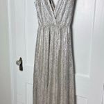 Lulus  All That Shimmers Gold Formal Long Gown Dress Deep V-neck Size XS Event Photo 1