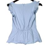 J.Crew Swiss Dot Peplum Ruffled Cap Sleeve Blouse V Neck Back Zip Up 0 Blue Photo 14
