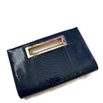 New Navy Textured Clutch Missing Gold Shoulder Strap Blue Photo 1