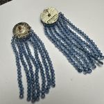 Sugarfix  Blue Beaded Fringe Dangle Pierced Earrings Signed Photo 5