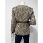 Etcetera  Women's Brown & Cream Tweed Zip-Up Fringe Casual Workwear Jacket Size 6 Photo 1