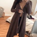 Free People mocha chocolate brown hooded cascade asymmetrical cardigan Photo 3
