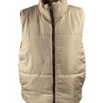Staccato Reversible Puffer Vest Maroon Tan Women's Size L Large Mock Neck Photo 0