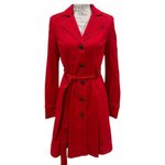 Anthropologie  Elevenses Red Corset Lace Up Trench Coat Photo 2