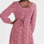 American Eagle Red Floral Long Sleeve Square Neck Self Tie mini dress Photo 1