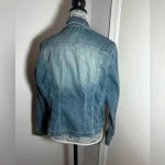 AMI Denim Jean Trucker Jacket Women's Medium Long Sleeve Blue Cotton Blend. Photo 2