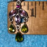 NICKY BUTLER 925 Rare pierced chandelier earrings amethyst peridot signed NB Green Photo 7
